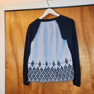 J. Crew Women's Eyelet-Back Sweatshirt in Navy, XS